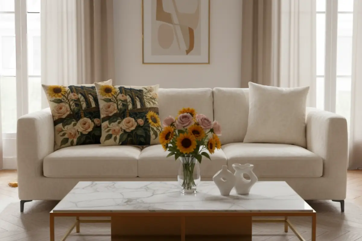 Discover the Brooklyn Bridge Flower Pillow: The Artful Touch Every Modern Luxe Living Room Needs