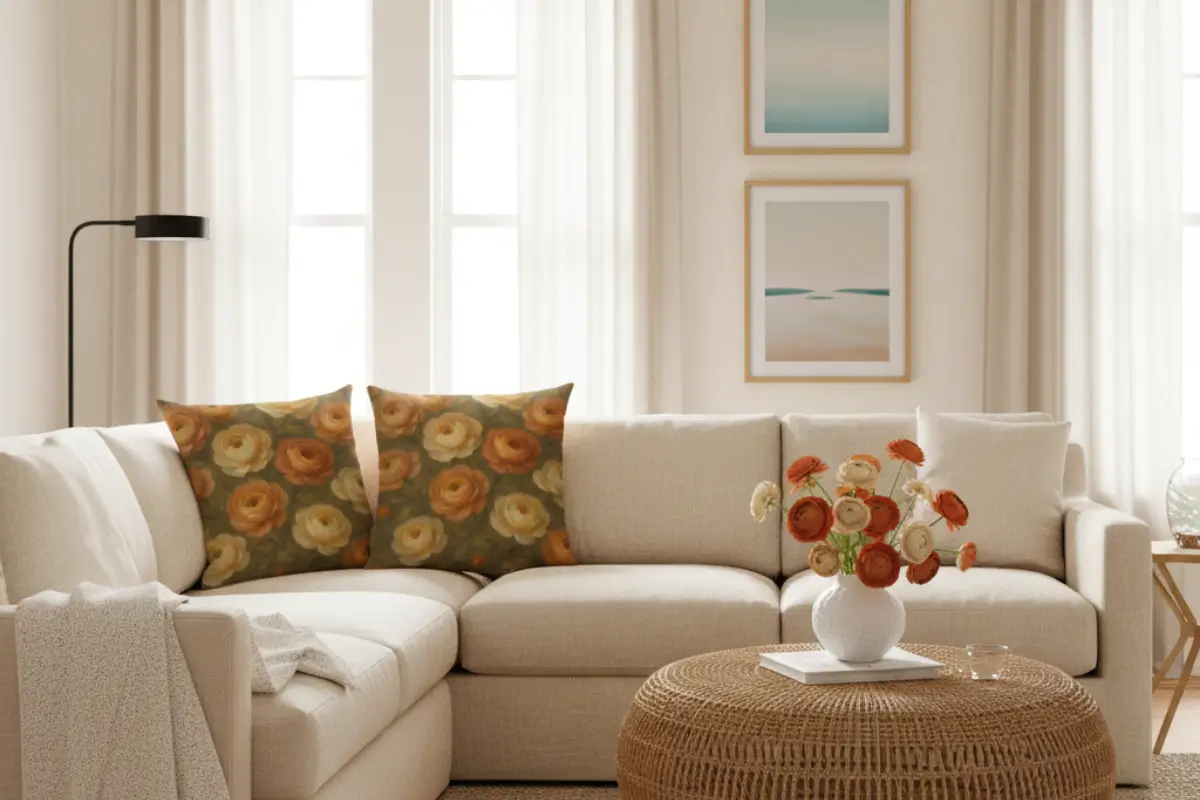 Bring Art into Your Home with Ranunculus Flower Throw Pillows – Modern Luxury for Every Space