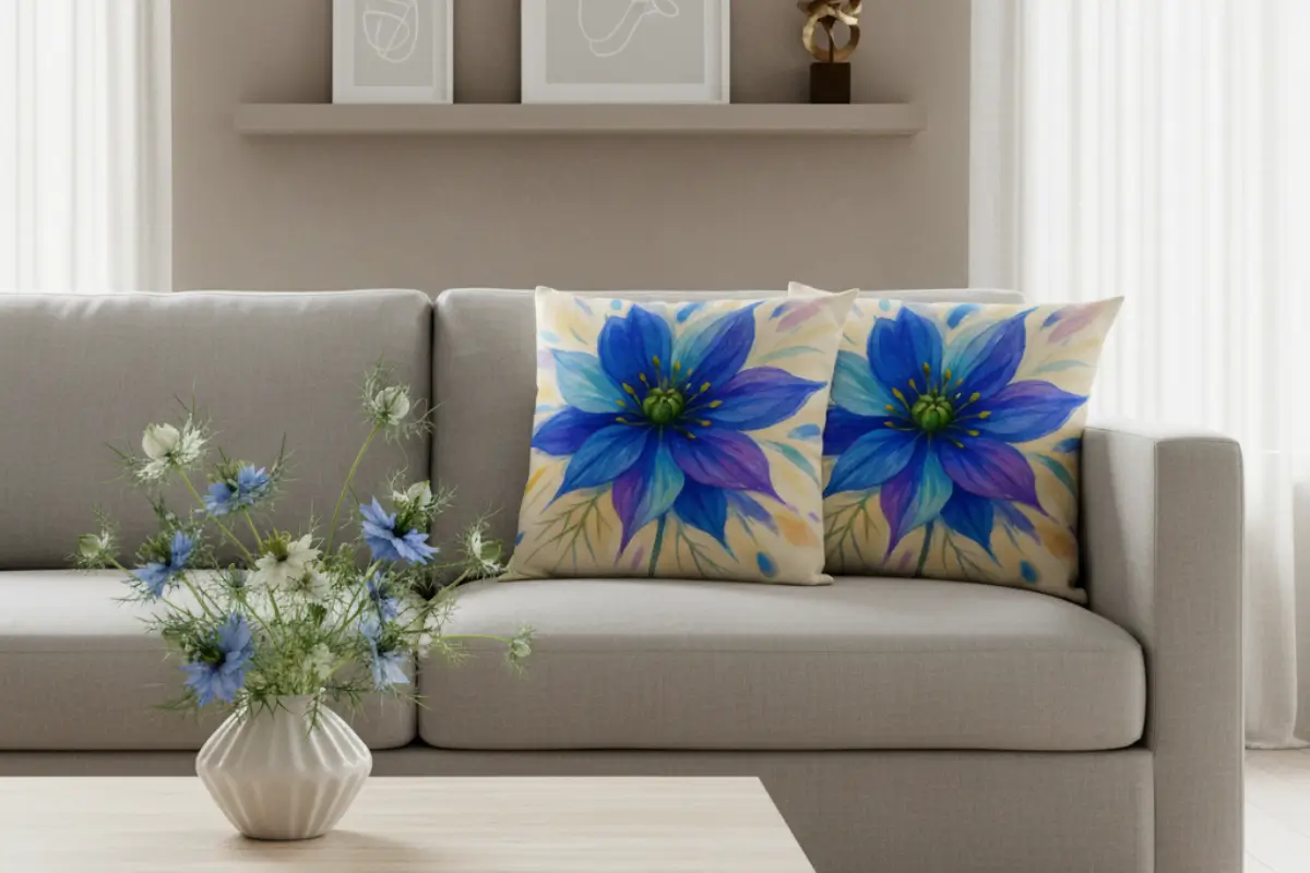 Bring Modern Luxury Home with the Nigella Floral Pillow – Watercolor Elegance for Contemporary Spaces