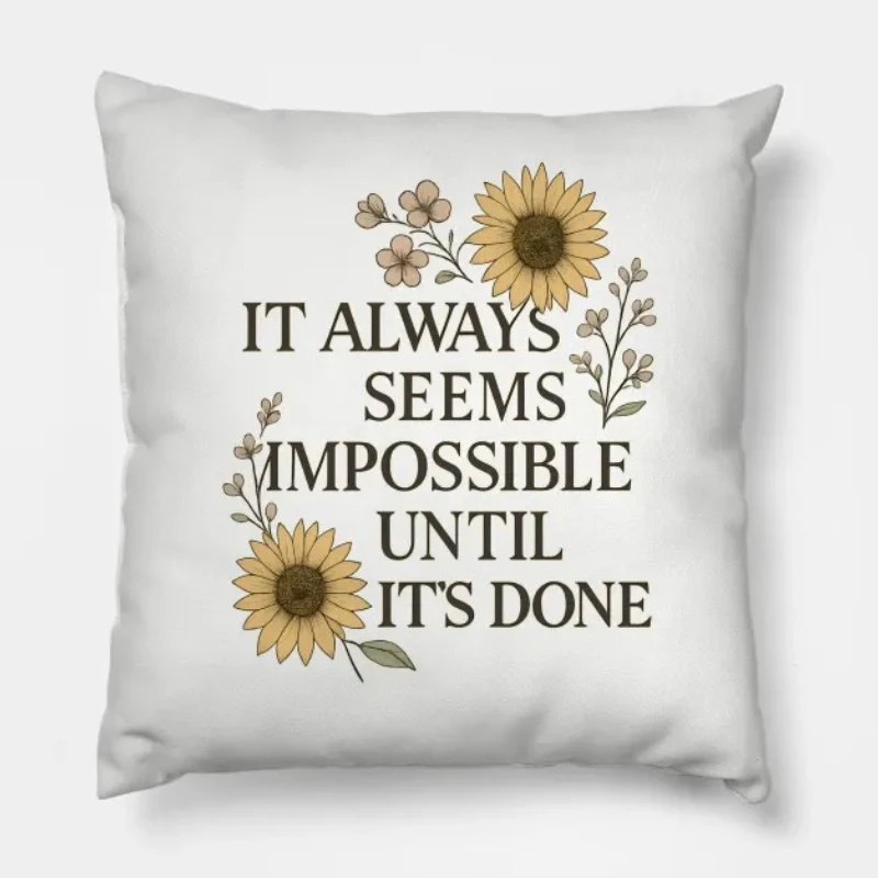 Motivational quote modern throw pillow featuring inspirational text design
