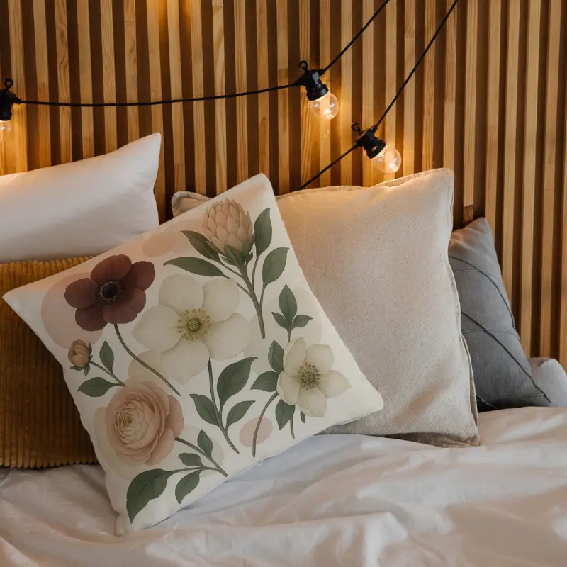 Close-up of ranunculus, anemone, and protea design